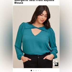 Torrid Georgette Keynote Blouse teal Sz.3